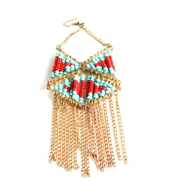 COPY - Vintage/Estate Handmade Southwestern Gold-Tone Chandelier Earrings "BEAU… - Picture 3 of 3